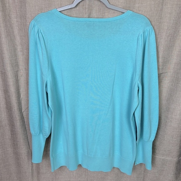 Talbots Plus NEW Woman’s 1X Crewneck Knit Pullover Sweater Button Cuffs - Picture 2 of 7